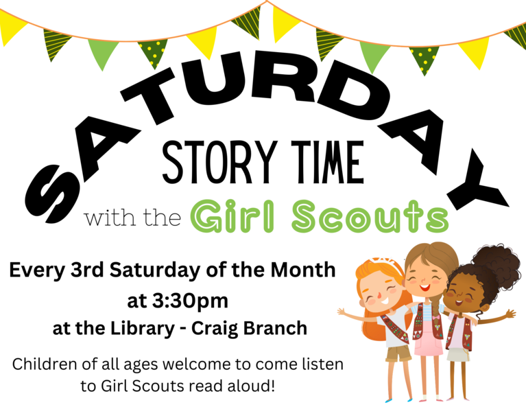 Saturday story time every 3rd Saturday of the month at 3:30pm